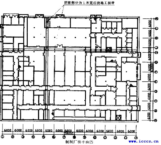 洁净厂房后浇施工板带-制剂厂房平面图